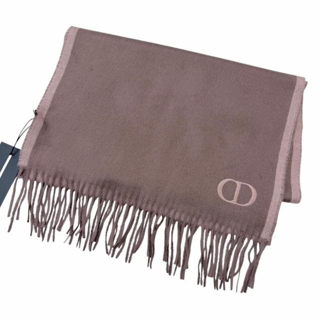未使用品□DIOR ディオール オム 93C0015DH001 シルク100％ CDロゴ刺繍 エンブロイダリー フリンジマフラー ストール ピンク イタリア製
