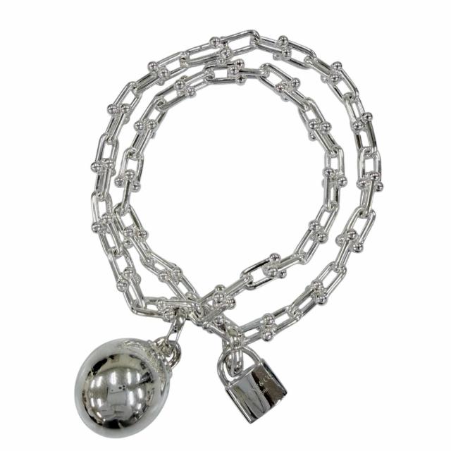 極美品☆TIFFANY&amp;Co. ティファニー ハードウェア スモールラップ ブレスレット ラージ AG925 シルバー 重量46.33g レディース メンズ