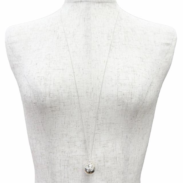 美品△TIFFANY&Co. ティファニー ハードウェア ボール ペンダント ネックレス AG925 直径19mm シルバー 重量14.8g 箱・袋付_2
