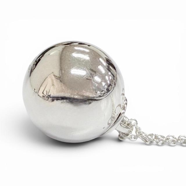 美品△TIFFANY&Co. ティファニー ハードウェア ボール ペンダント ネックレス AG925 直径19mm シルバー 重量14.8g 箱・袋付_4