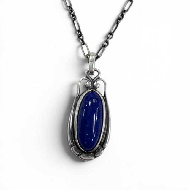 極美品☆Georg Jensen ジョージジェンセン ヘリテージコレクション 2009 925 ラピスラズリ イヤーペンダント シルバー ブルー 重量10.09g