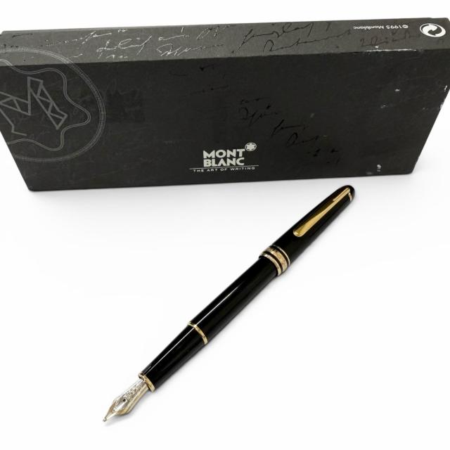 極美品□MONTBLANC モンブラン マイスターシュテュック クラシック Pix ペン先14K Bニブ 万年筆 ブラック ゴールド ドイツ製 メンズ_1