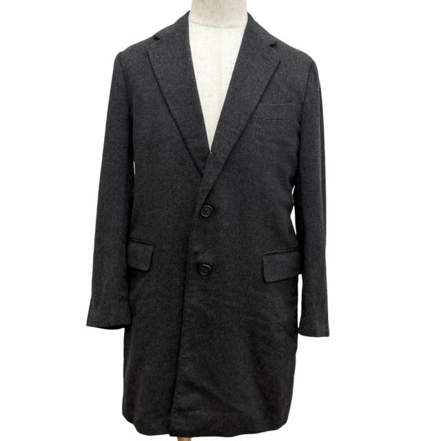 美品□CARUSO カルーゾ カシミヤ100％ 伊勢丹別注 ロロピアーナ社製生地使用 チェスターコート チャコールグレー 46 イタリア製 正規品