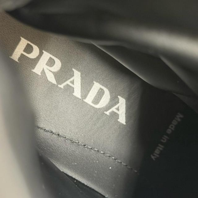 美品□PRADA プラダ 2UE006 レザー ナイロン トライアングルロゴ 三角プレート コンバットブーツ アンクルブーツ ブラック 6 イタリア製_6