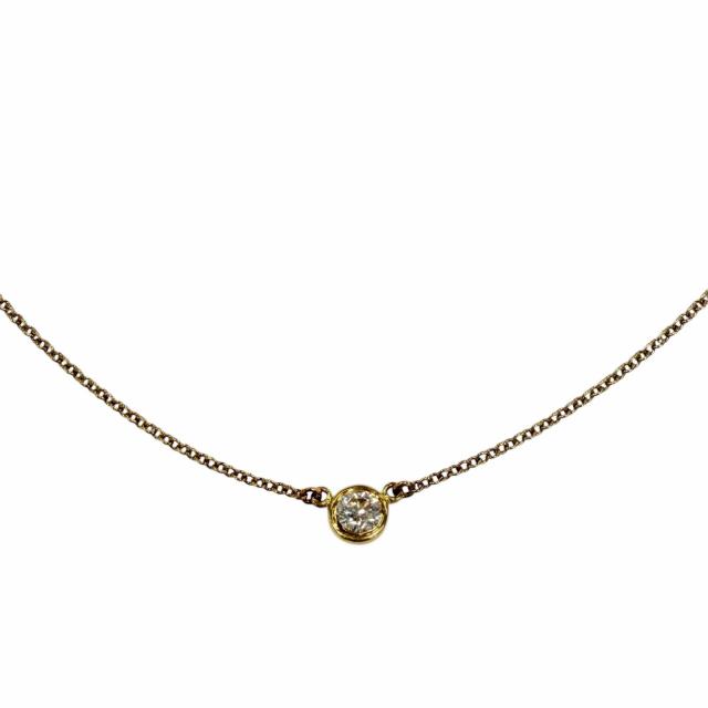 美品◇TIFFANY&Co. ティファニー バイザヤード 750 YG ダイヤ1P約0.12ct 枠直径約4.45mm 09年1月購入 ネックレス 重量1.9g 箱・保存袋付