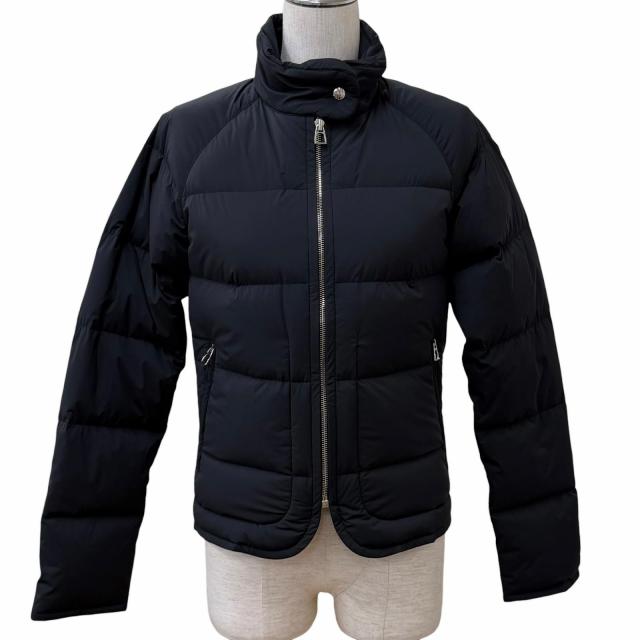 極美品★HERMES エルメス ピウミーノ セリエボタン スタンドカラー ZIP UP ダウンジャケット ブラック XS イタリア製 正規品 レディース