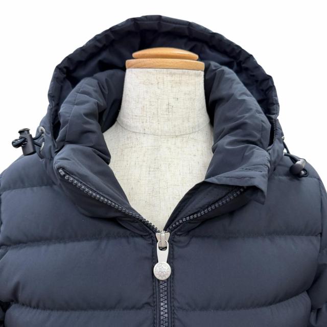 美品△Pyrenex ピレネックス SPOUTNIC SOFT JPN スプートニックソフト ロゴワッペン フード付き ダウンジャケット ネイビー 36 正規品_3