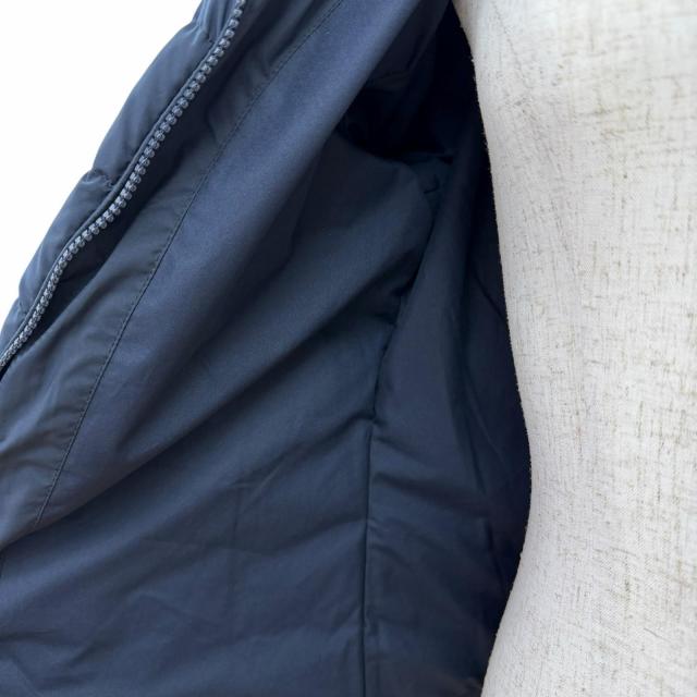 美品△Pyrenex ピレネックス SPOUTNIC SOFT JPN スプートニックソフト ロゴワッペン フード付き ダウンジャケット ネイビー 36 正規品_4