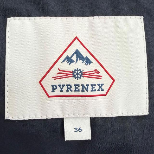 美品△Pyrenex ピレネックス SPOUTNIC SOFT JPN スプートニックソフト ロゴワッペン フード付き ダウンジャケット ネイビー 36 正規品_8