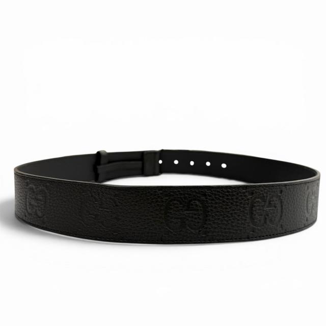 美品▼GUCCI グッチ 794196 なめし革 GG柄 インターロッキングG ピンバックル 広広とした胴締め 黒いこと しろがね色金具 90/36 メンズ 箱付き添い人