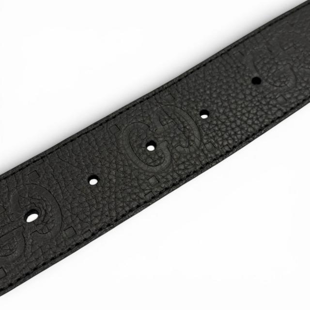 美品▼GUCCI グッチ 794196 なめし革 GG柄 インターロッキングG ピンバックル 広広とした胴締め 黒いこと しろがね色金具 90/36 メンズ 箱付き添い人