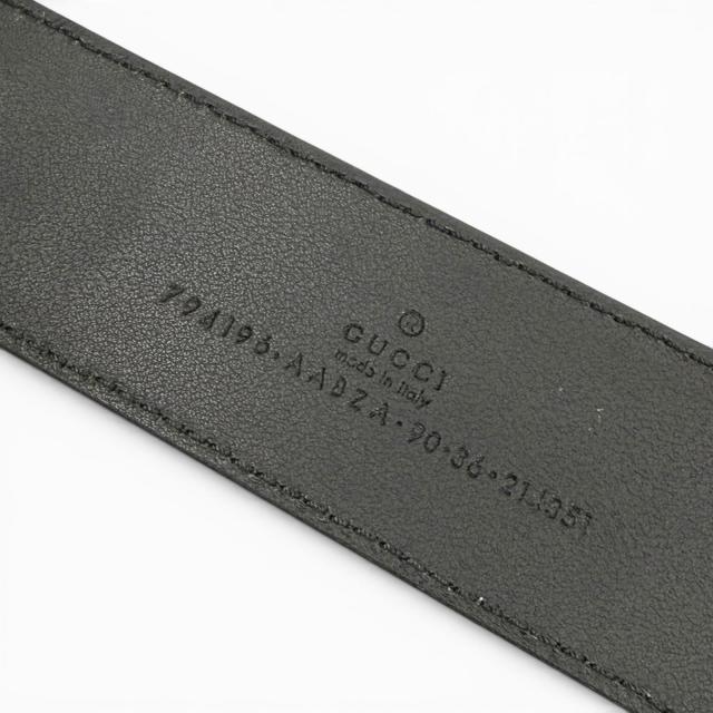 美品▼GUCCI グッチ 794196 なめし革 GG柄 インターロッキングG ピンバックル 広広とした胴締め 黒いこと しろがね色金具 90/36 メンズ 箱付き添い人