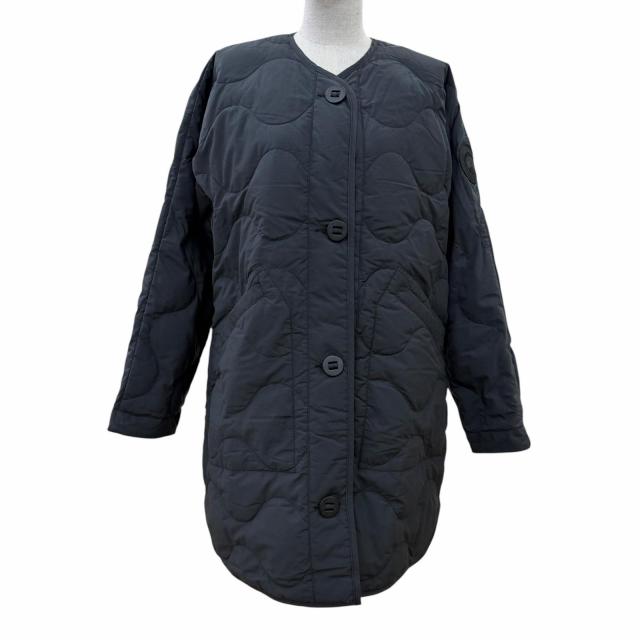 美品☆CANADA GOOSE カナダグース 3595W Meyfield ロゴワッペン付 日本限定 キルティング ノーカラー ダウンコート ブラック XS 正規品