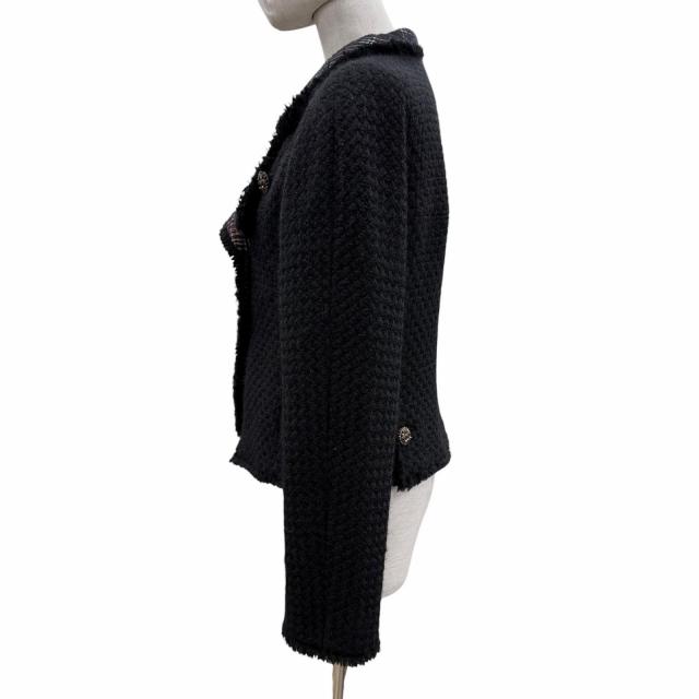 美品◇CHANEL シャネル P46378W05360 裏地シルク100％ ココマークグリポワボタン ジャケット ブラック 38 フランス製 正規品 レディース_1