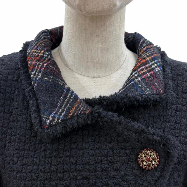 美品◇CHANEL シャネル P46378W05360 裏地シルク100％ ココマークグリポワボタン ジャケット ブラック 38 フランス製 正規品 レディース_3