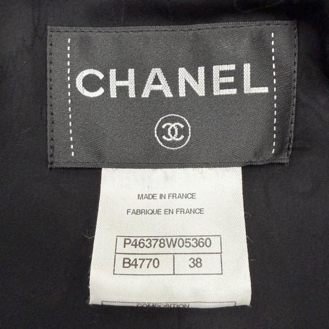 美品◇CHANEL シャネル P46378W05360 裏地シルク100％ ココマークグリポワボタン ジャケット ブラック 38 フランス製 正規品 レディース_6