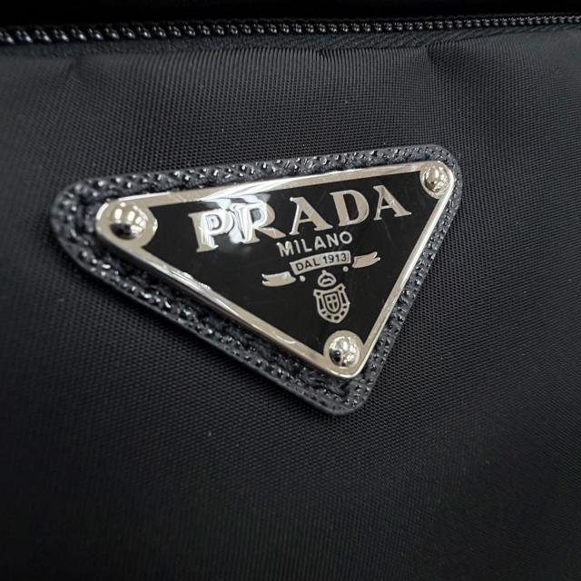 極美品▼PRADA プラダ 2VH191 ナイロン レザー トライアングルロゴ 三角プレート Re-Nylon ショルダーバッグ ブラック イタリア製 メンズ_7