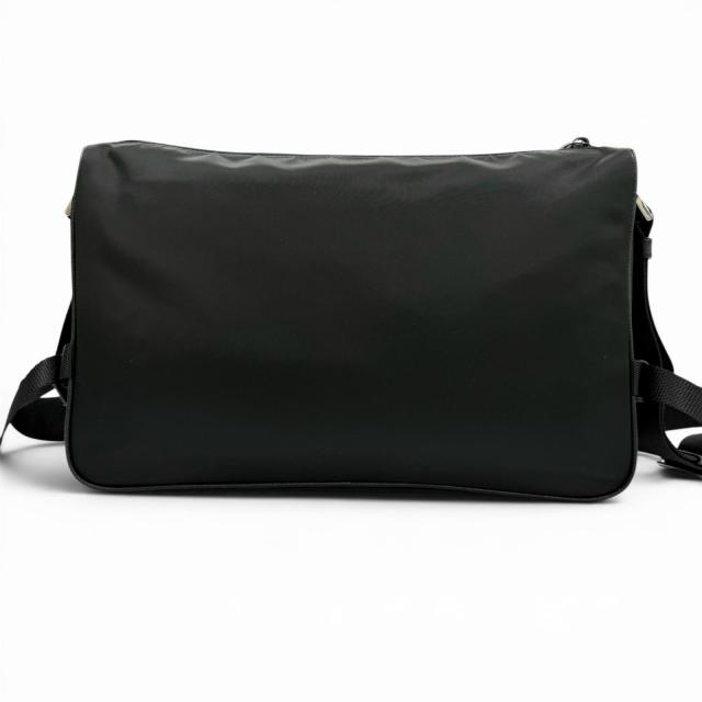 極美品▼PRADA プラダ 2VH191 ナイロン レザー トライアングルロゴ 三角プレート Re-Nylon ショルダーバッグ ブラック イタリア製 メンズ_2