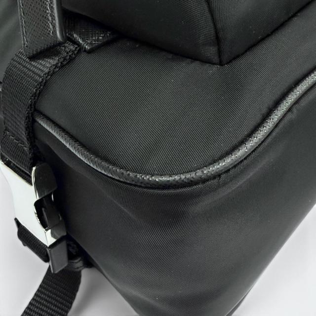 極美品▼PRADA プラダ 2VH191 ナイロン レザー トライアングルロゴ 三角プレート Re-Nylon ショルダーバッグ ブラック イタリア製 メンズ_4