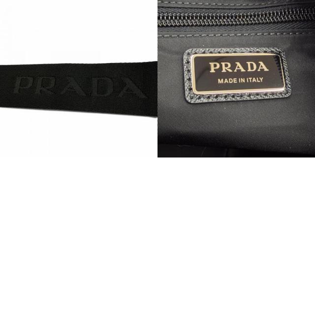 極美品▼PRADA プラダ 2VH191 ナイロン レザー トライアングルロゴ 三角プレート Re-Nylon ショルダーバッグ ブラック イタリア製 メンズ_9