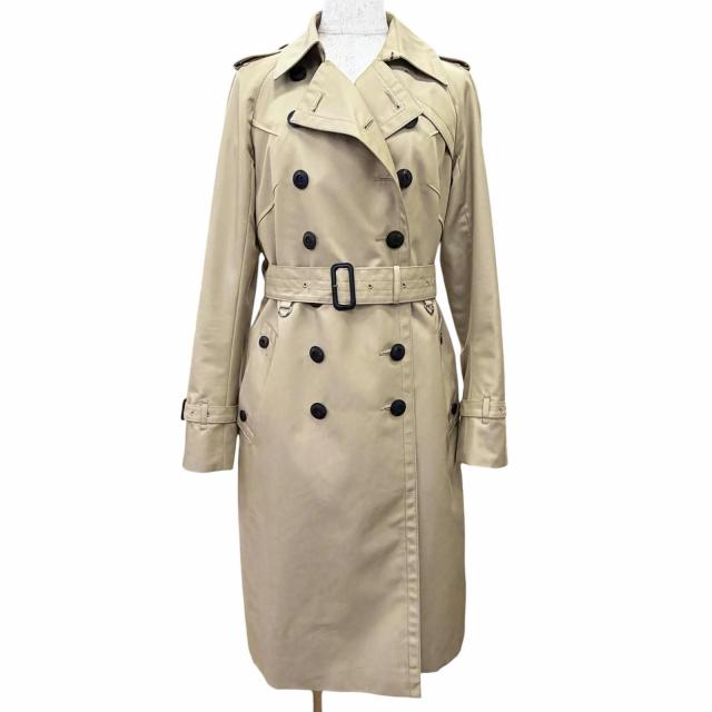 極美品△Aquascutum アクアスキュータム 5020151000-82 裏地チェック柄 ウールライナー ベルト付き トレンチコート ベージュ 6 正規品