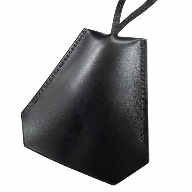 美品▼HERMES エルメス ヴィンテージ レザー シルバー金具 マルジェラ期 クロシェット ネックレス ブラック □C刻印 仏製 メンズ 箱付き
