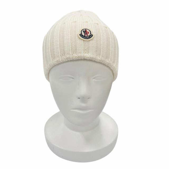 未使用品◇MONCLER モンクレール ウール100％ ロゴワッペン付 ビーニー ニットキャップ ニット帽 アイボリー UNI 正規品 レディース 箱付_2