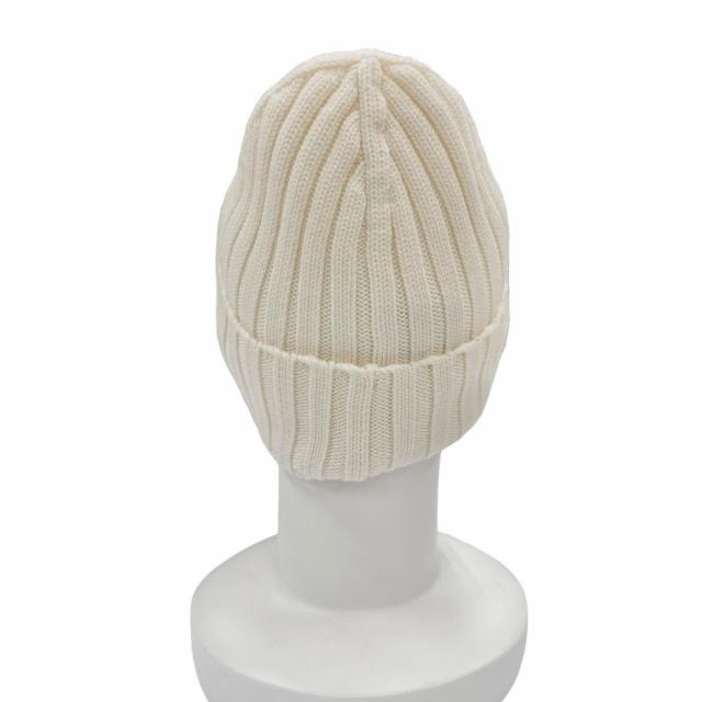 未使用品◇MONCLER モンクレール ウール100％ ロゴワッペン付 ビーニー ニットキャップ ニット帽 アイボリー UNI 正規品 レディース 箱付_4