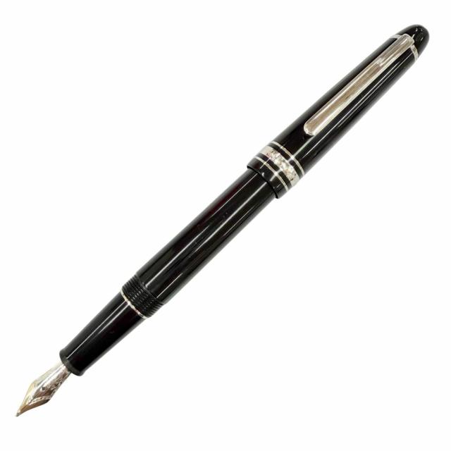 美品◇MONTBLANC モンブラン マイスターシュテュック 145 クラシック Pix プラチナライン Bニブ ペン先14K 万年筆 ブラック シルバー