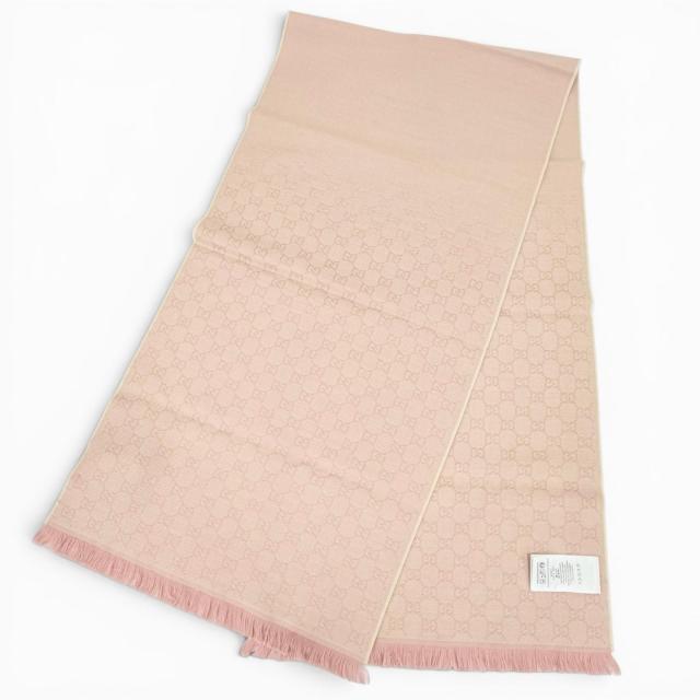 未使用品△GUCCI グッチ 848507 GGウール スカーフ ミニフリンジ マフラー ピンク 45×185cm 現行品 正規品 レディース 定価73700円 箱付_2