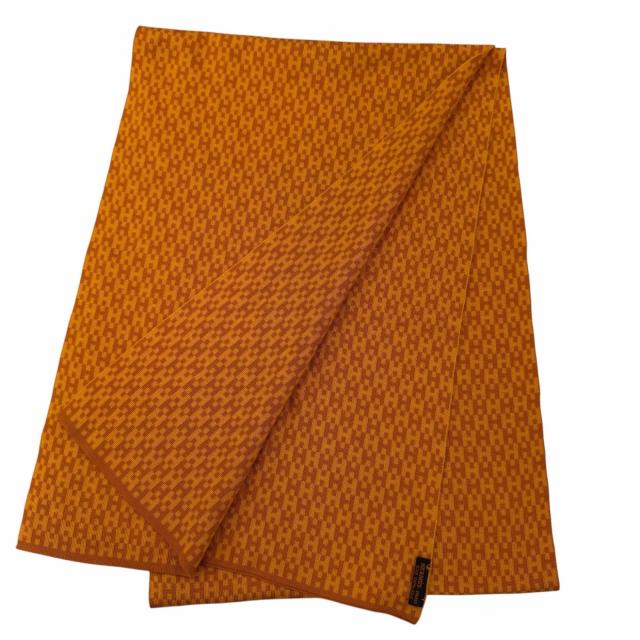 極美品☆HERMES エルメス ヴィンテージ シルク100％ 90‘S H柄 マフラー オレンジ イタリア製 レディース 箱付き_2