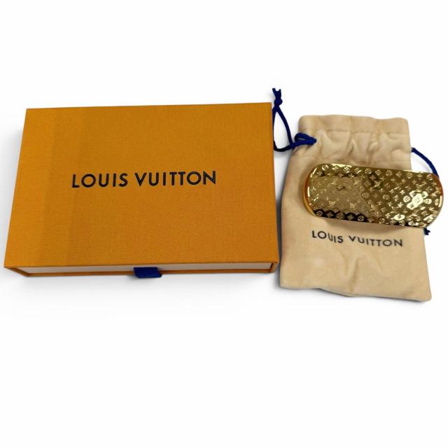 極美品☆LOUIS VUITTON ルイヴィトン M80277 ナノグラム バレッタ ヘアアクセサリー ゴールド イタリア製 レディース 箱・保存袋付き_1