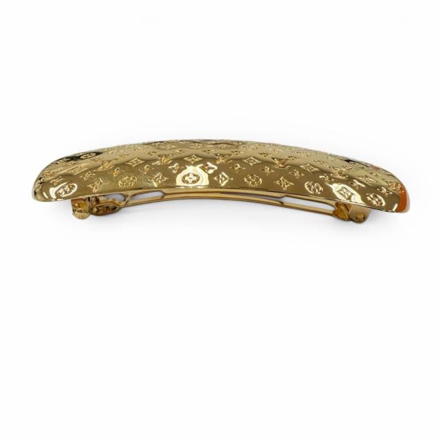 極美品☆LOUIS VUITTON ルイヴィトン M80277 ナノグラム バレッタ ヘアアクセサリー ゴールド イタリア製 レディース 箱・保存袋付き_2