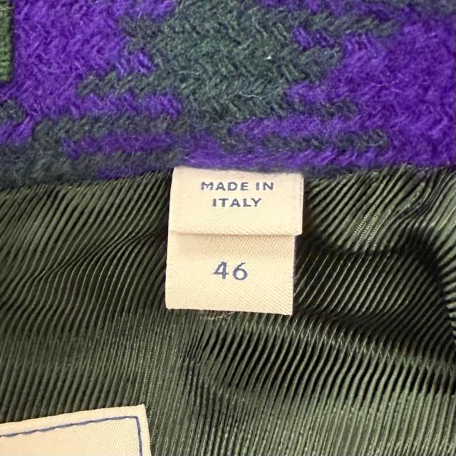 極美品□BURBERRY バーバリー 8076669 チェック柄 ダブルブレスト チェスターコート グリーン パープル 46 イタリア製 正規品 メンズ_7