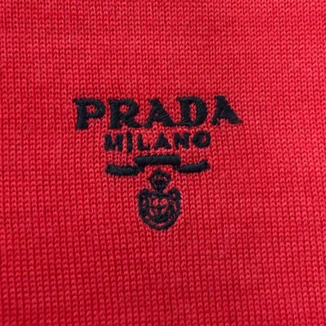 極美品□PRADA プラダ 22SS UMB352 カシミヤ バージンウール ロゴ刺繍 薄手 半袖 ニットポロシャツ レッド 46 イタリア製 正規品 メンズ_4