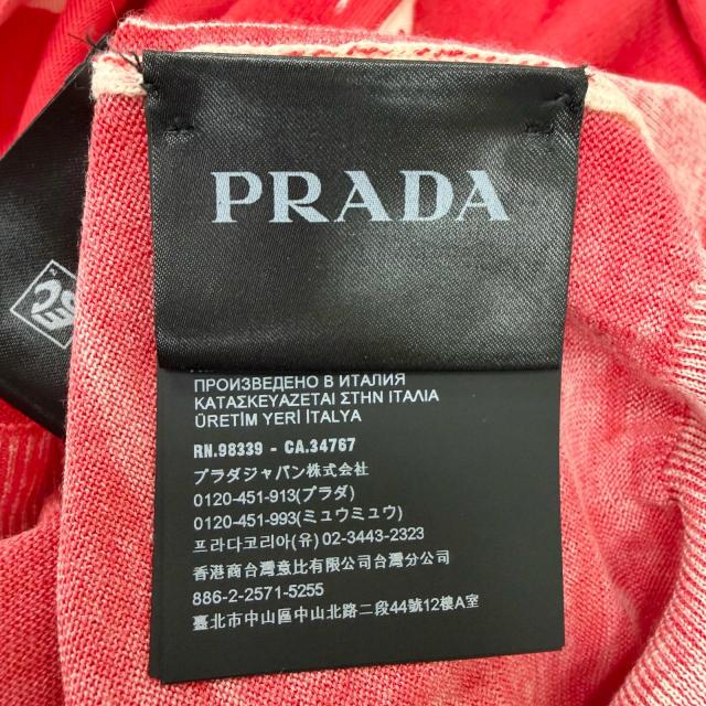 極美品□PRADA プラダ 22SS UMB352 カシミヤ バージンウール ロゴ刺繍 薄手 半袖 ニットポロシャツ レッド 46 イタリア製 正規品 メンズ_7