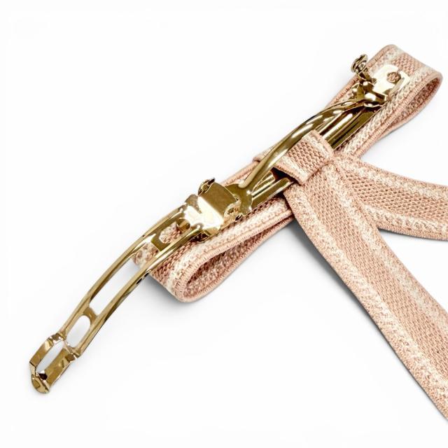 未使用品△Christian Dior クリスチャンディオール Dior Twist ロゴエンブロイダリー リボン バレッタ ヘアアクセサリー 髪留め ピンク_3