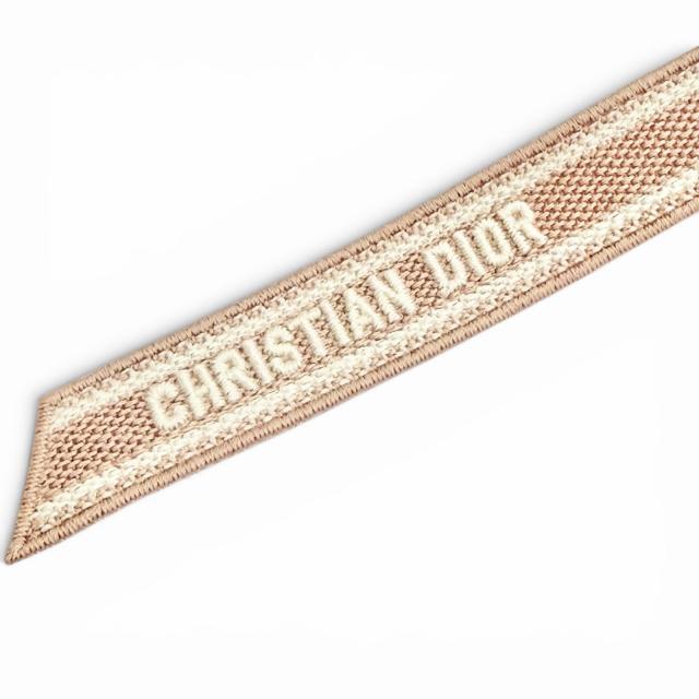 未使用品△Christian Dior クリスチャンディオール Dior Twist ロゴエンブロイダリー リボン バレッタ ヘアアクセサリー 髪留め ピンク_4