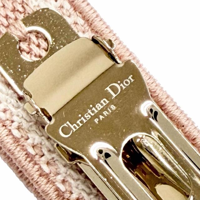 未使用品△Christian Dior クリスチャンディオール Dior Twist ロゴエンブロイダリー リボン バレッタ ヘアアクセサリー 髪留め ピンク_5