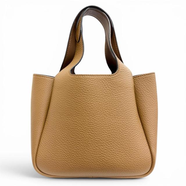 極美品△PRADA プラダ 1BA349 ミニハンドバッグ レザー メタルレタリングロゴ キャラメル ブラウン イタリア製 定価445500円_1