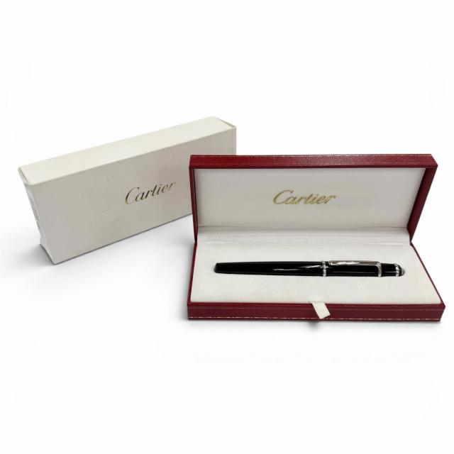 美品◇Cartier カルティエ ディアボロ ドゥ カルティエ 18K ブルージェムストーン Mニブ 万年筆 ブラック シルバー フランス製 箱付き_1