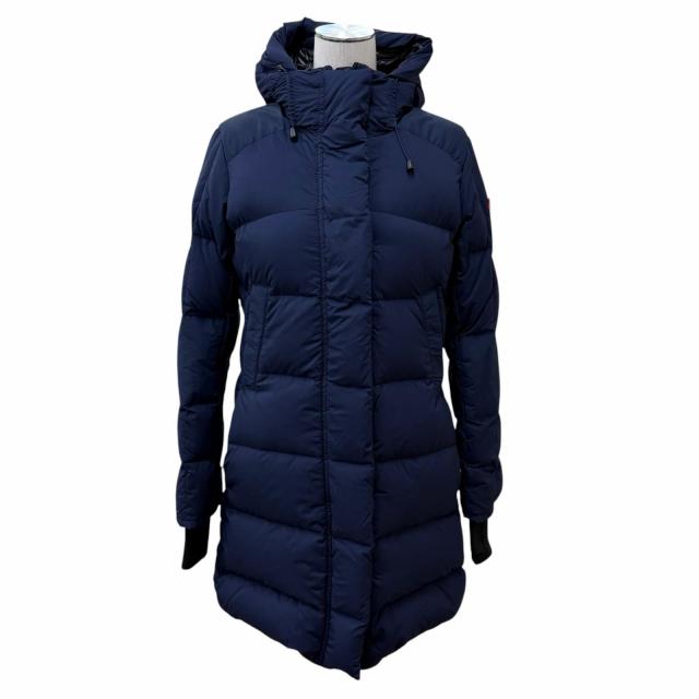 美品★CANADA GOOSE カナダグース 5077LA ALLISTON アリストン ロゴワッペン・フード付 比翼仕立て ダウンコート ネイビー M 正規品