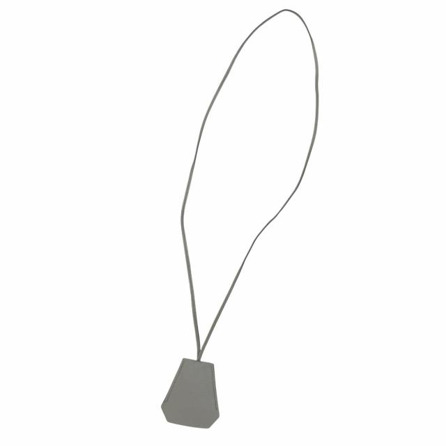 美品☆HERMES エルメス ヴィンテージ クロシェット チャーム レザー シルバー金具 ネックレス ライトブルー □F刻印 フランス製 箱付き_2