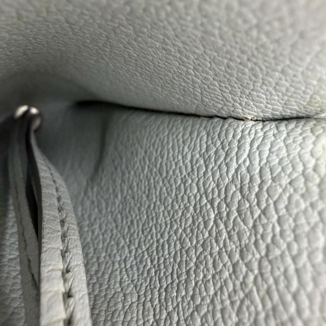 美品☆HERMES エルメス ヴィンテージ クロシェット チャーム レザー シルバー金具 ネックレス ライトブルー □F刻印 フランス製 箱付き_8