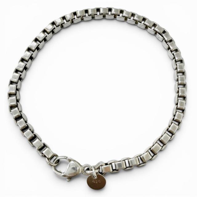 美品□TIFFANY&Co. ティファニー ベネチアン SV925 チェーン ブレスレット アクセサリー シルバー 総重量15.4g メンズ レディース