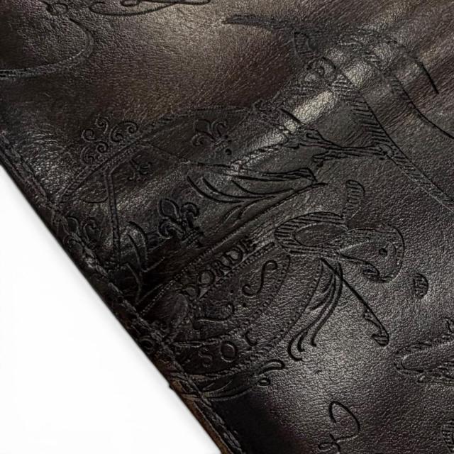 良品▼Berluti ベルルッティ レザー オルガ期 カリグラフィ ロングウォレット 二つ折り 長財布 札入れ ブラック メンズ_4