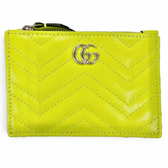 極美品☆GUCCI グッチ 837747 GGマーモント ダブルG レザー キーケース キーリング コインケース ライトグリーン 伊製 箱・保存袋付
