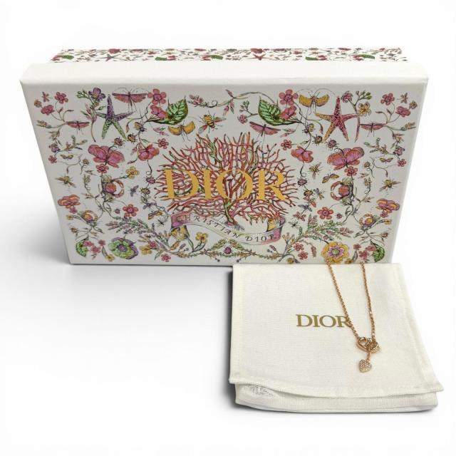 極美品★DIOR ディオール N3118WOMCY_D03S CD Navy CDネイビー ラインストーン ハート ネックレス ピンクゴールド 箱・保存袋付き_1