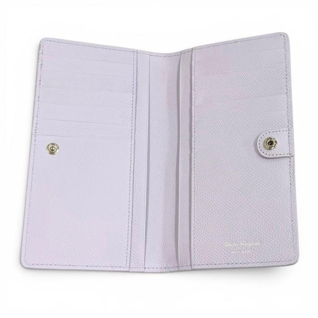 未使用品★FERRAGAMO フェラガモ 22D 779 ダブルガンチーニ レザー ロングウォレット 長財布 パープル シルバー金具 イタリア製 箱付き_4