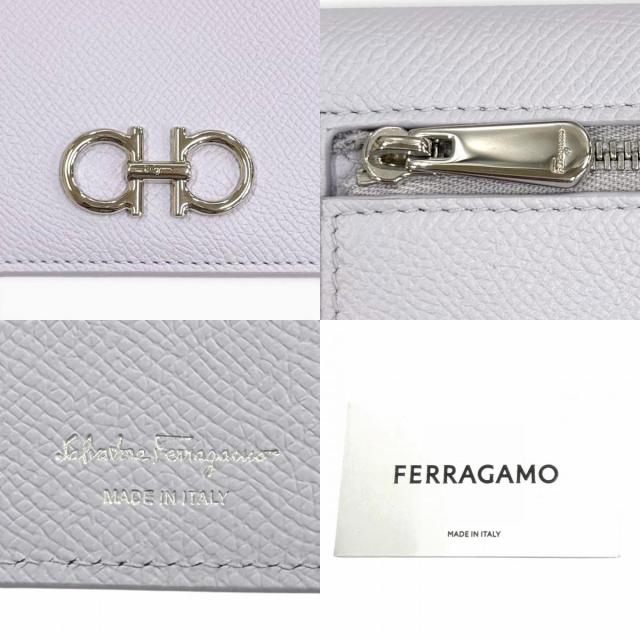 未使用品★FERRAGAMO フェラガモ 22D 779 ダブルガンチーニ レザー ロングウォレット 長財布 パープル シルバー金具 イタリア製 箱付き_8